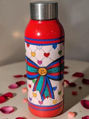 BRIGHTON Water Bottle Tom Clancy Hearts Red LOVE AND JOY Stainless Steel